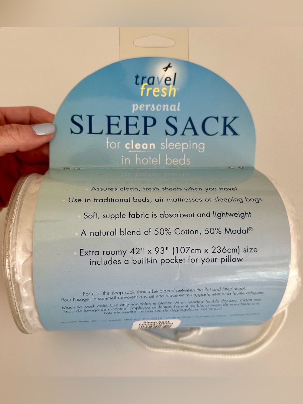 🆕 Travel Fresh Personal Sleep Sack - White, One Size NWT - Picture 4 of 6